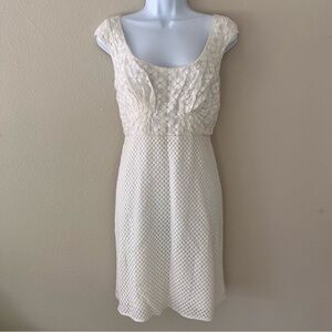 NWT Max Studio White Silk Sleeveless Dress Size 12 Romantic Y2K Lace Milkmaid